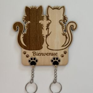 Porte-clés mural “Chats Bienvenue”