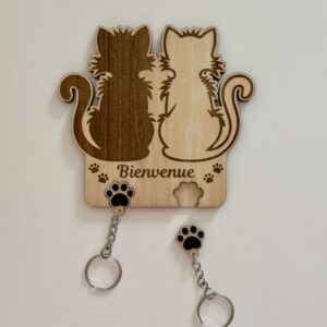 Porte-clés mural “Chats Bienvenue”